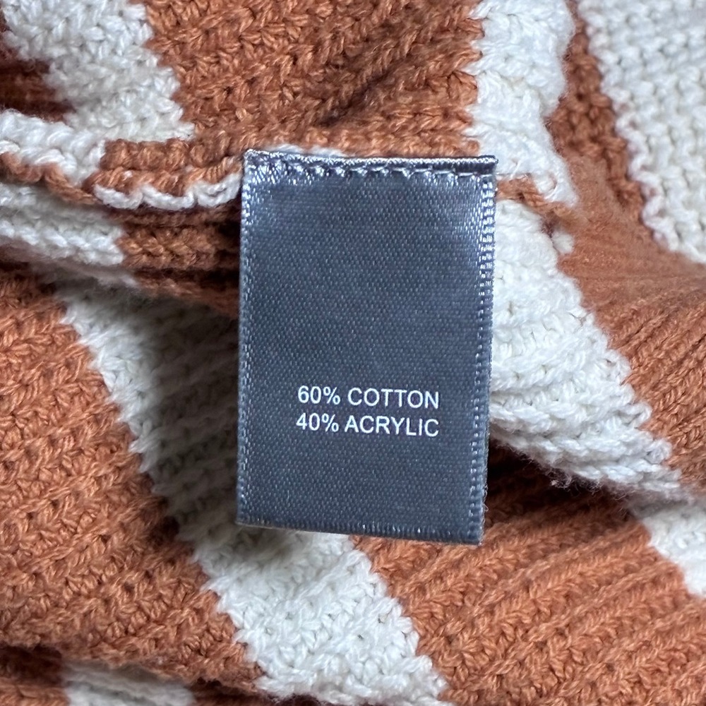 Marled Striped V-Neck Sweater Vest Orange Brown White Large - Picture 4 of 6